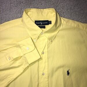 Vintage Ralph Lauren Yarmouth Mens 16‎ -34 Button Down Shirt Yellow Long Sleeve